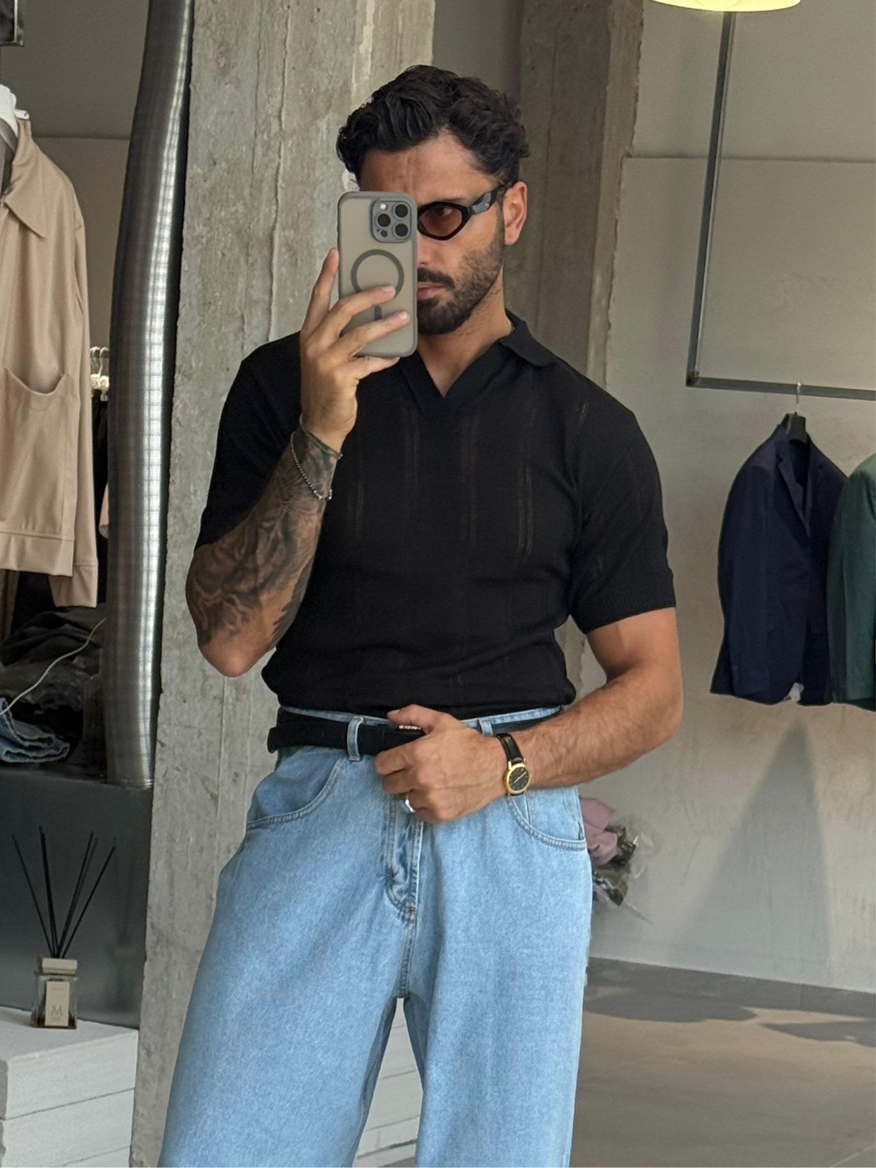 MAGLIA FILO DI COTONE NERA