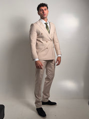 ABITO DOPPIO PETTO GESSATO BEIGE