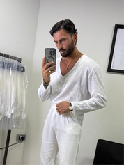 MAGLIA SCOLLO A V LINO
