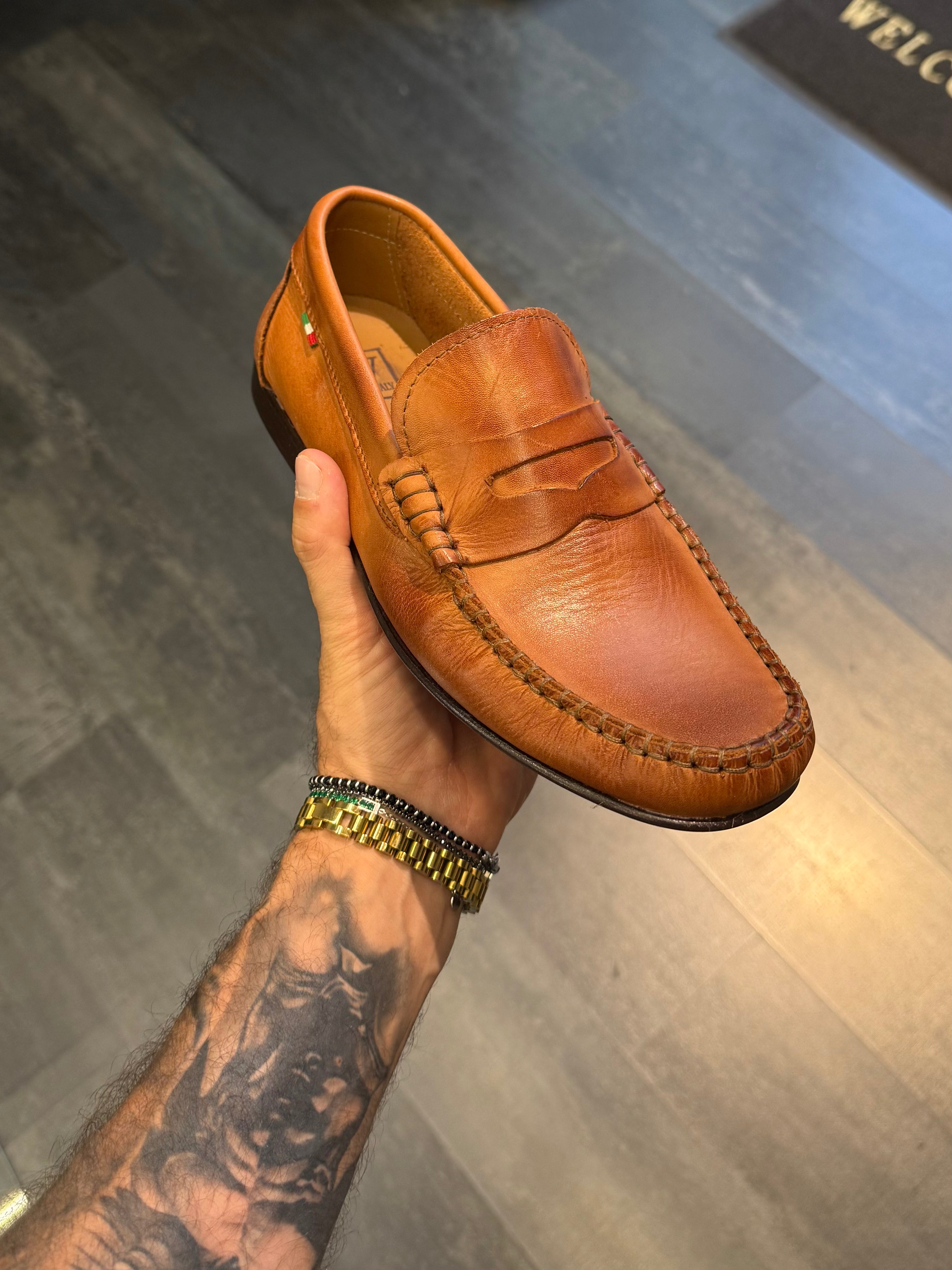 MOCASSINI LOAFER PELLE TOBACCO