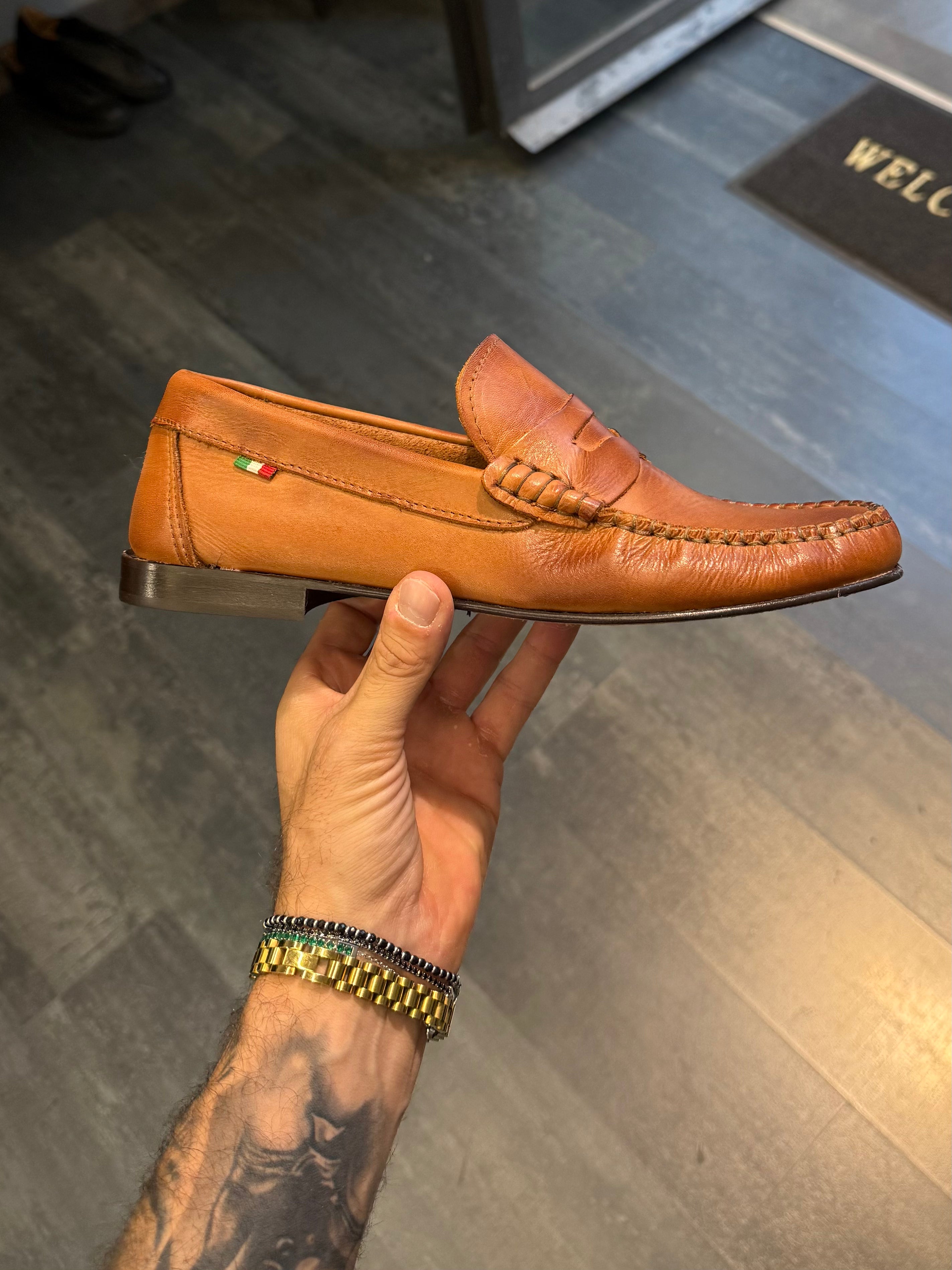 MOCASSINI LOAFER PELLE TOBACCO
