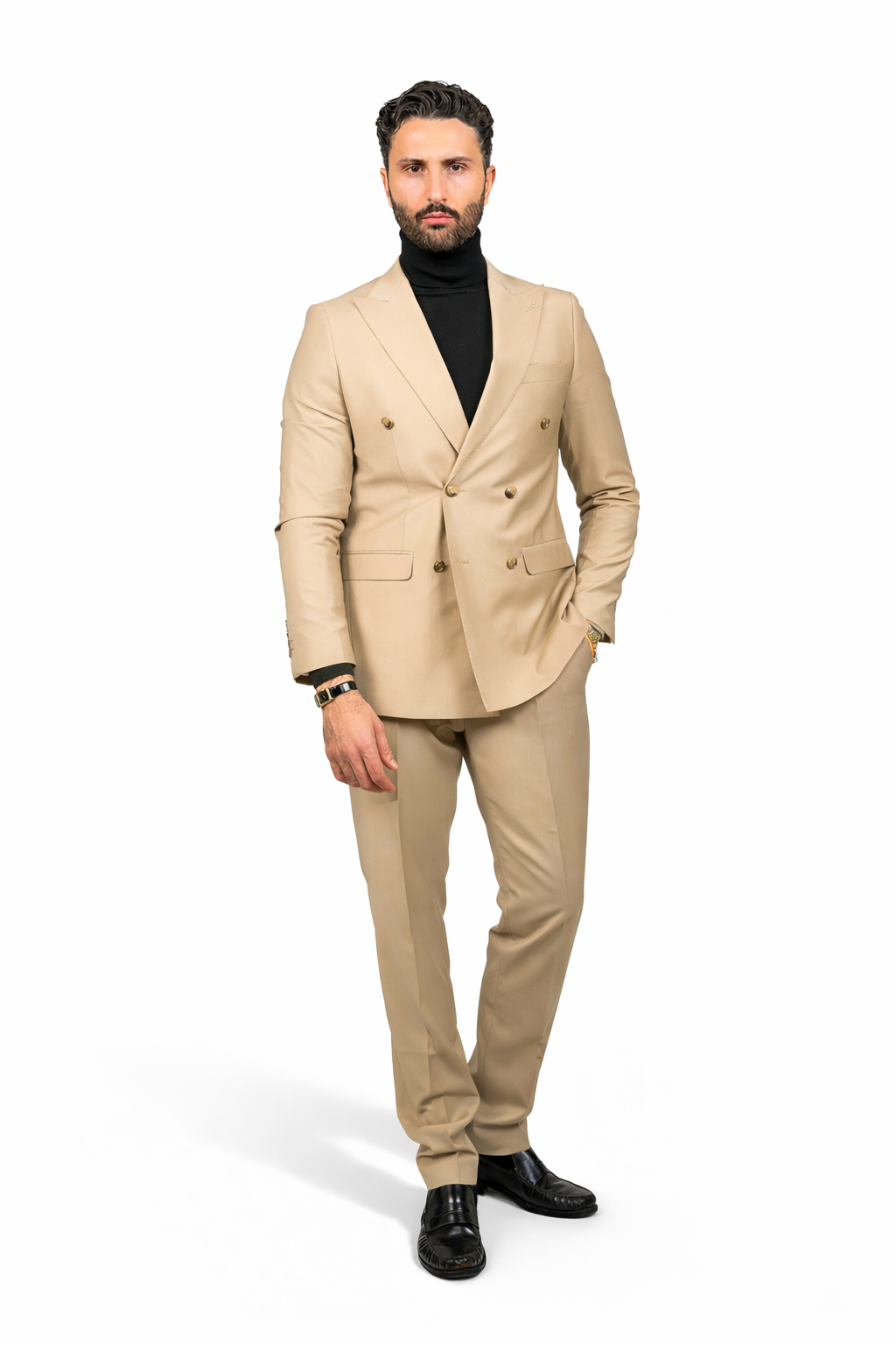 ABITO DOPPIO PETTO SABBIA