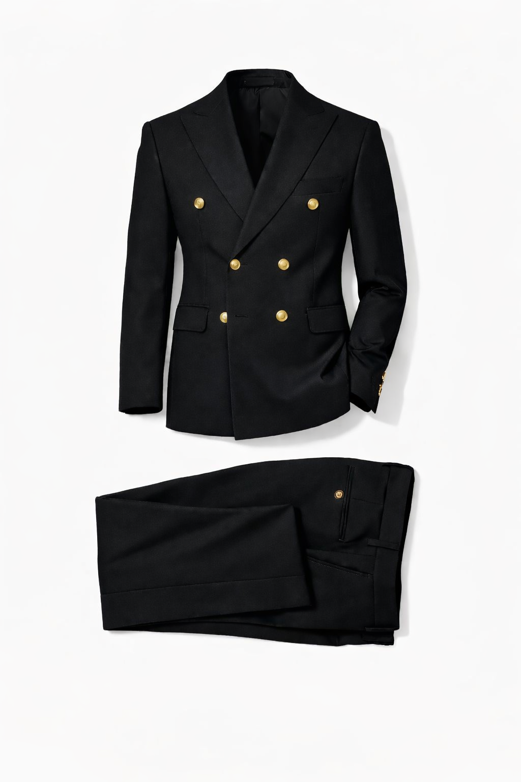 ABITO DOPPIO PETTO NERO BOTTONI ORO