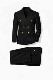 ABITO DOPPIO PETTO NERO BOTTONI ORO