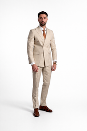 ABITO DOPPIO PETTO BEIGE FIAMMATO