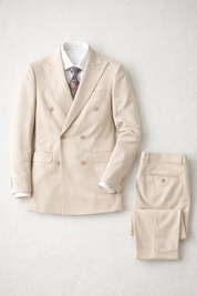 ABITO DOPPIO PETTO GESSATO BEIGE