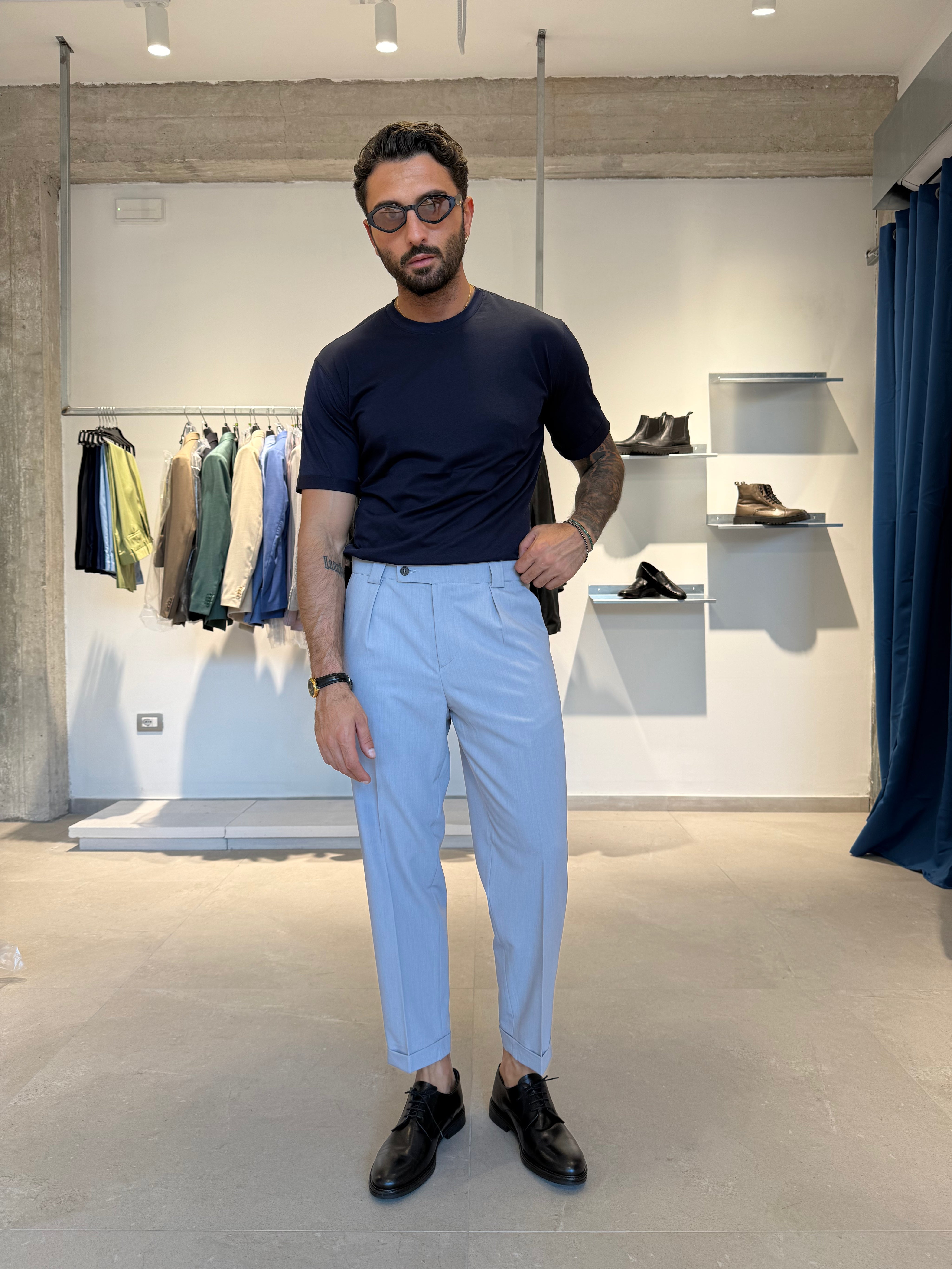 PANTA CAPRI GRIGIO CHIARO