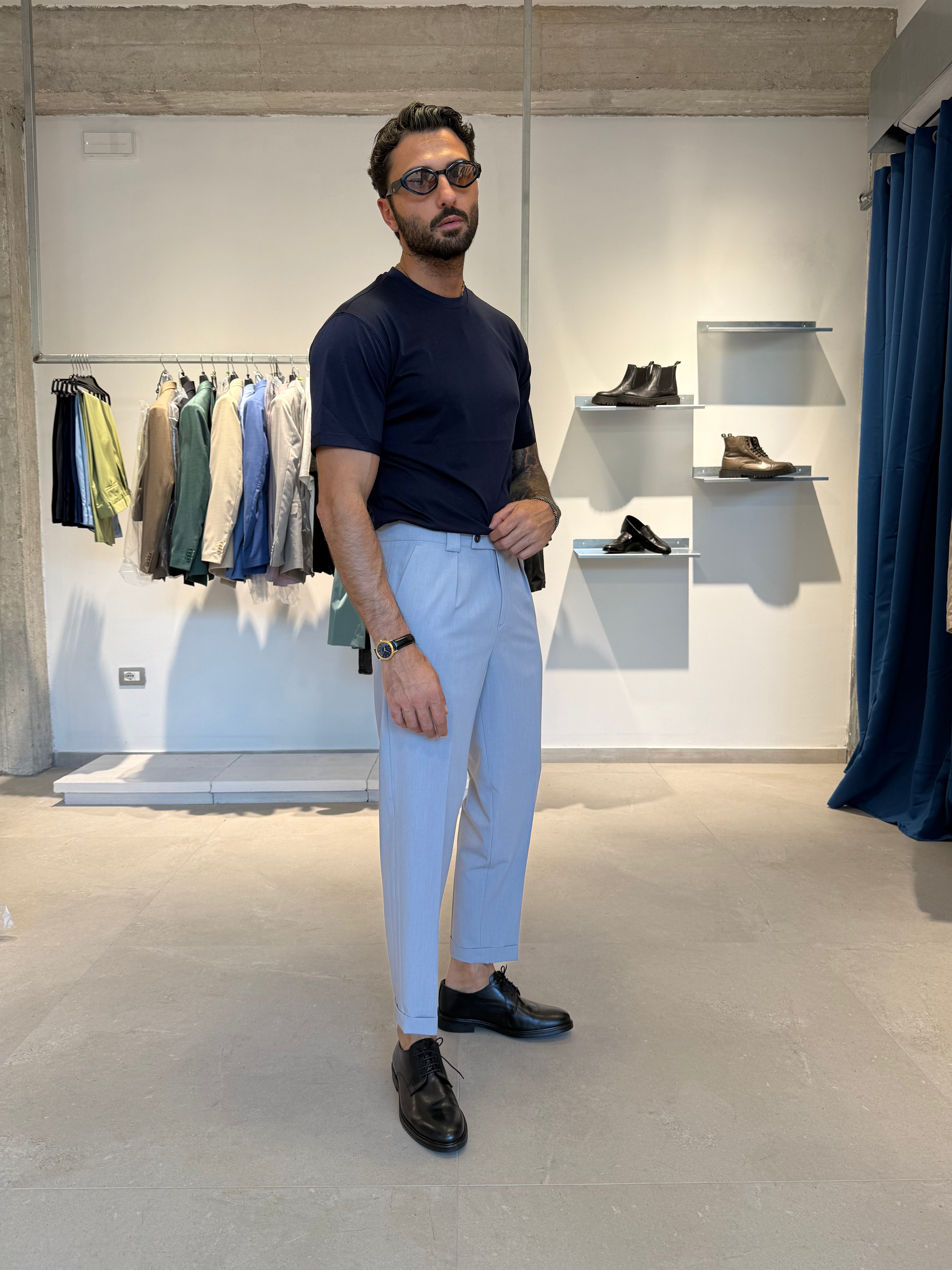 PANTA CAPRI GRIGIO CHIARO