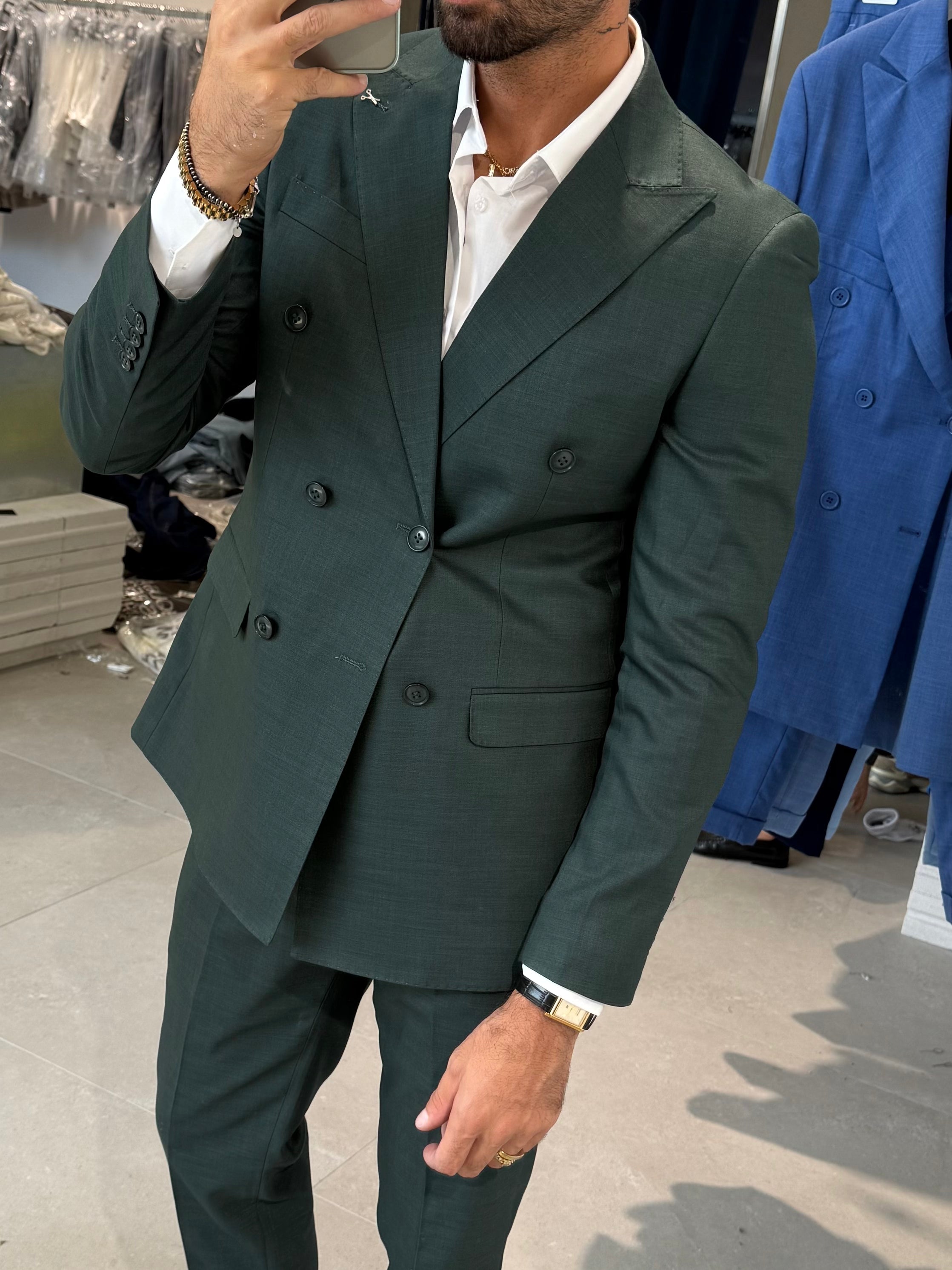 ABITO DOPPIO PETTO VERDE FIAMMATO B2B