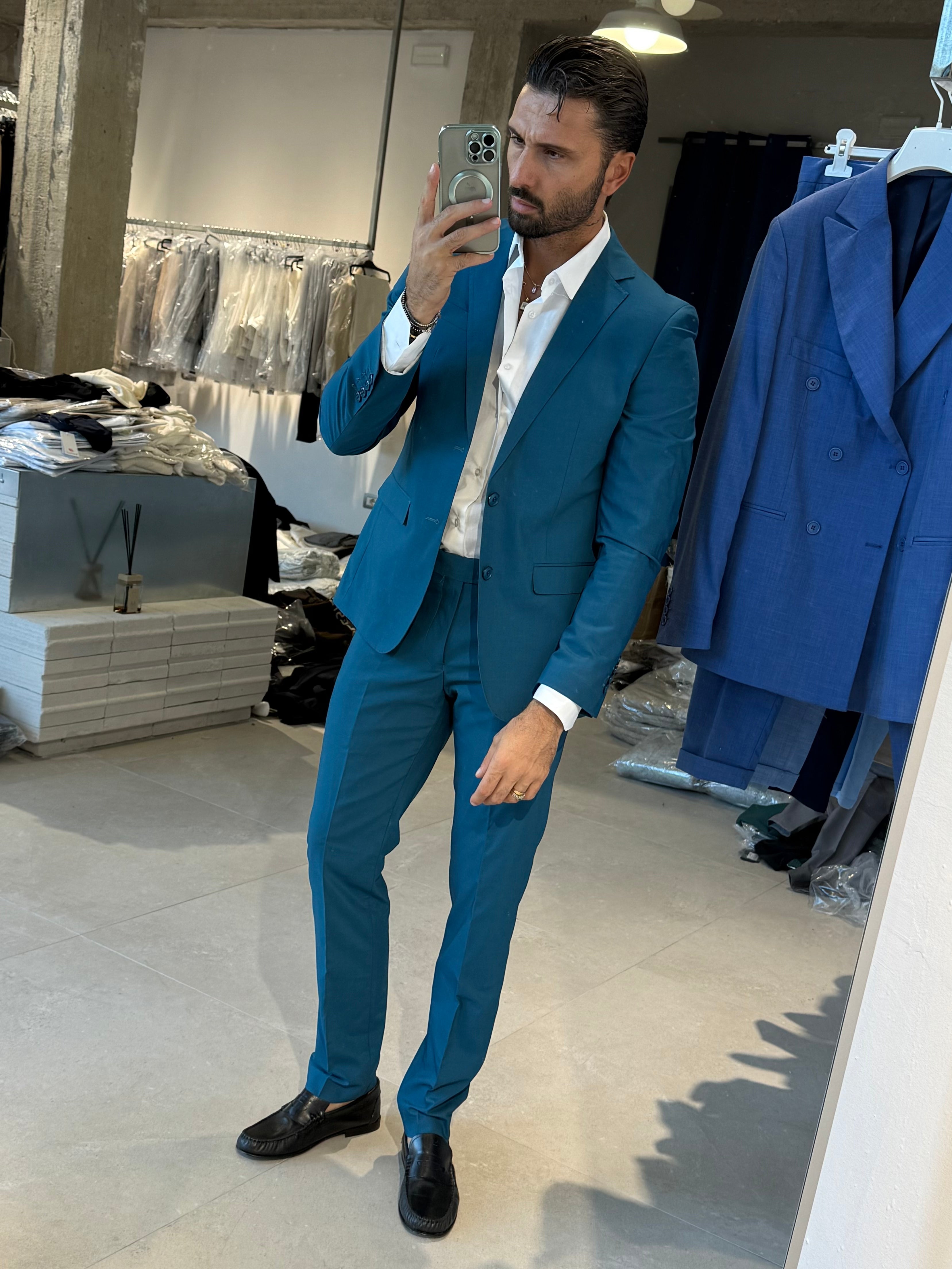 ABITO MONO PETTO VERDE PETROLIO B2B